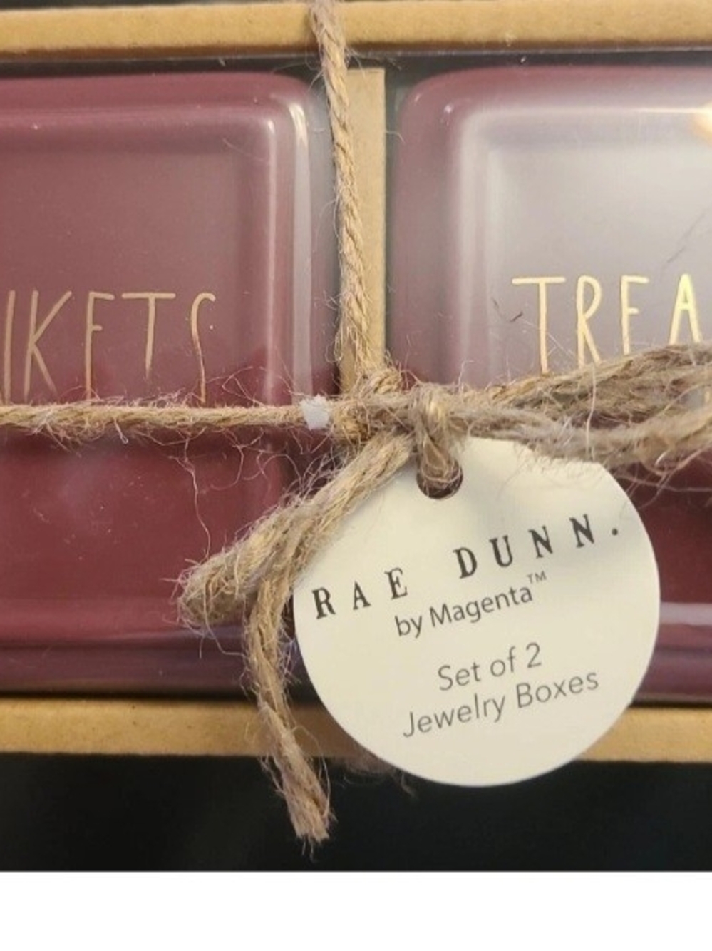 Rae Dunn Trinkets and Treasures Set Of 2 Jewelry Boxes